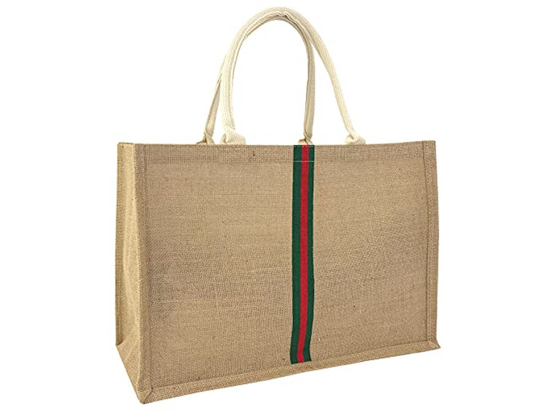 Gran Bolso de Paja de Ratán con Encaje de Cáñamo para Playa