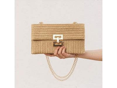 Bolsa de Paja de Ganchillo Moda Plumas Trenzadas Amortiguación Bolso de Playa Novia Negro
