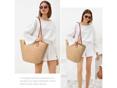 Bolsa de Paja con Solapa con Comida Maíz Falso Lindo Lazo Bolsas Boho Eco Para Pajitas Yute Niños