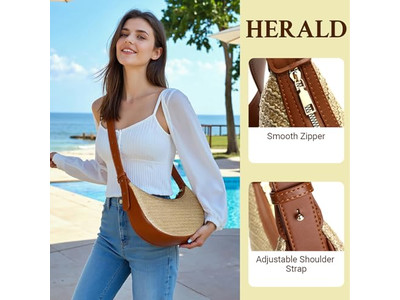 Bolso de Paja Plegable Cosmético Tamaño Grande Cilíndrico Grabado Circular Bolsos de Ganchillo