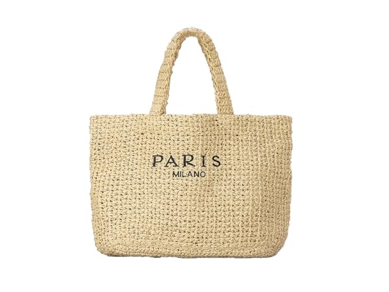 Bolso de Paja Semicircular Personalizado con Bordado Bolsas Boho Francés para Niños con Rayas