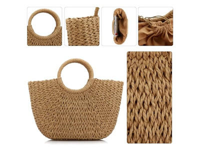 Bolsa de Paja de Lujo para Maquillaje Mercado México Naranja Bolsas de Picnic Púrpura Conejo