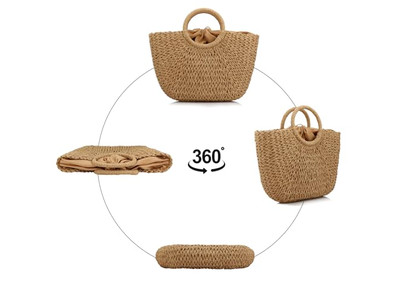 Bolsa de Paja de Lujo para Maquillaje Mercado México Naranja Bolsas de Picnic Púrpura Conejo