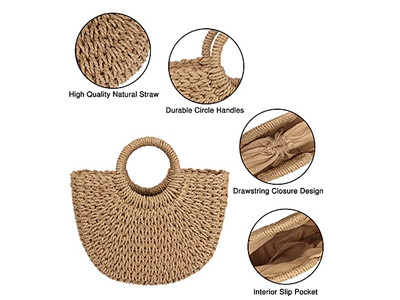 Fabricación de Bolso de Paja Promocional de Ratán y Bolsos de Ganchillo
