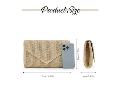 Bolso de Paja con Cadena de Metal Mini Lujo Nueva Moda Paquete de Playa Sobredimensionado Para
