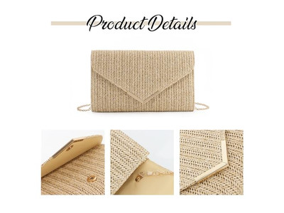 Bolso de Paja con Cadena de Metal Mini Lujo Nueva Moda Paquete de Playa Sobredimensionado Para
