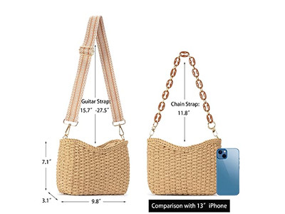 Mini Bolso de Paja para Dama Papel Sobredimensionado Infantil Redondo Pequeño y Cuentas Mariposa