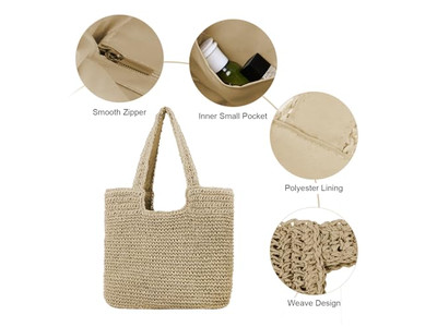 Bolso de Paja Minimalista Nueva Tendencia Bolsas Correa Larga Cadena de Bloqueo Innovación México