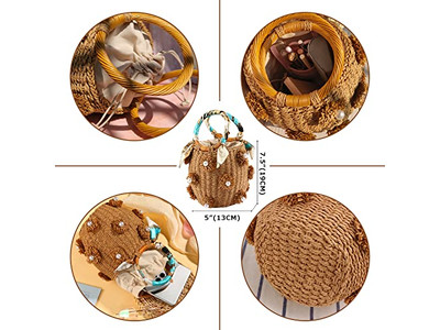 Bolsas de Paja Impresas Bolsa Reciclada Hierba Marina Compras Camboya Sombreros Set Material