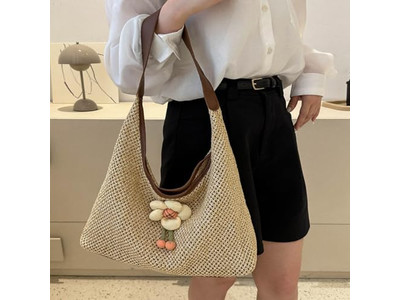 Bolsos de Paja de Rafia Bolso de Verano con Cremallera Tote de Playa Suave