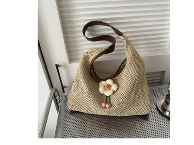 Bolsos de Paja de Rafia Bolso de Verano con Cremallera Tote de Playa Suave