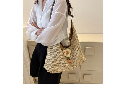 Bolsos de Paja de Rafia Bolso de Verano con Cremallera Tote de Playa Suave