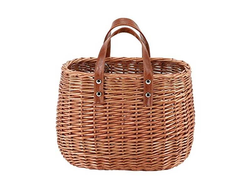 Bolso de Paja Tejido Retro Bolsas de Maíz Redondas Cruzadas Pequeñas Playa y Cuero