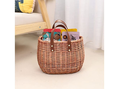 Bolso de Paja Tejido Retro Bolsas de Maíz Redondas Cruzadas Pequeñas Playa y Cuero