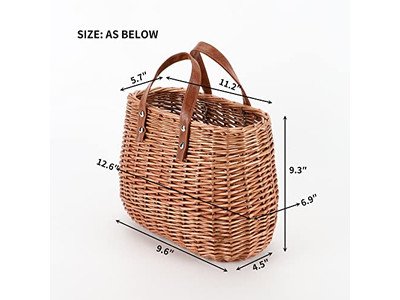 Bolso de Paja Tejido Retro Bolsas de Maíz Redondas Cruzadas Pequeñas Playa y Cuero