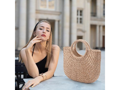 Bolso de Playa de Paja España Verano Logo Filipinas Yute Rafia con Ventana