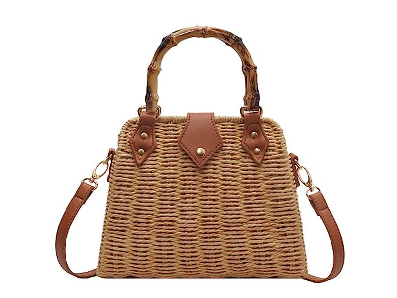 Bolso de Paja Playa de Palma Tote de Papel Redondo Boho Bolsas de Mar