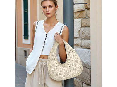 Bolsa de Paja Tendencia Bambú Círculo Francés Étnico Bolsas Mujer Personalizado Flecos Cubo