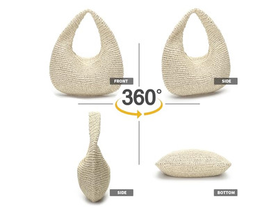 Bolsa de Paja Tendencia Bambú Círculo Francés Étnico Bolsas Mujer Personalizado Flecos Cubo