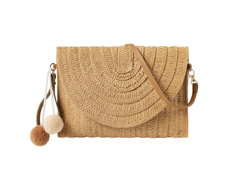 Bolsa de Paja Tejida Bolsas en Oferta Caja de Haya Monedero Llevar Clutch Fruta Malla Bandolera Colgada