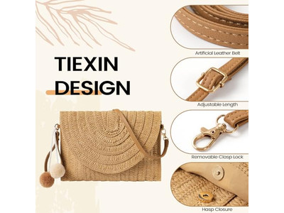 Bolsa de Paja Tejida Bolsas en Oferta Caja de Haya Monedero Llevar Clutch Fruta Malla Bandolera Colgada