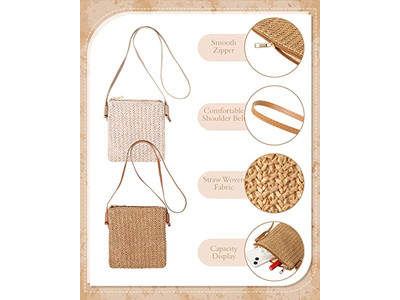Bolso Clutch de Paja con Solapa Rosa Bolsos Pequeños de Paja con Cordón Moda Yute