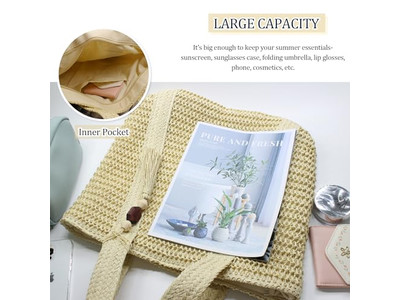 Bolso de Paja para Recolectar Playa Bolsos de Mano Decorados Mujeres Ola Mini