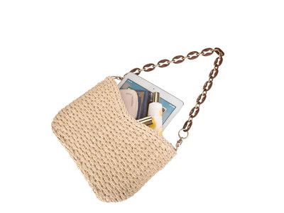 Bolso de Paja Cruzado Tote de Mano Mediano con Diseño Hueco