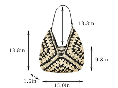 Bolso de Paja de Papel Trenzado para Mujeres, Set de Bolsos Arcoíris