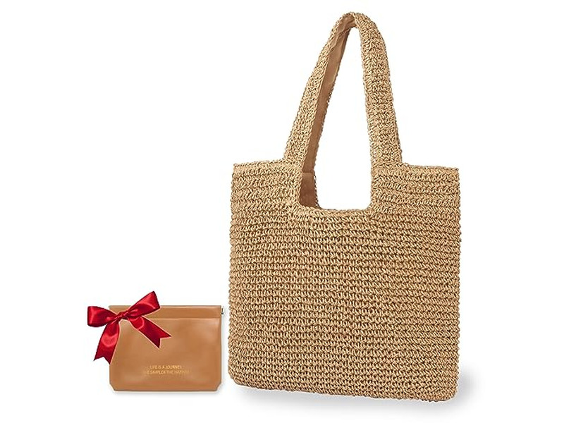 Bolso de Mano Tejido de Paja Bolso Tote para Mujer con Flecos