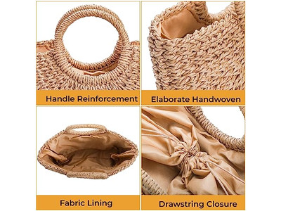 Bolso de Paja de Verano 2023 Bolsos de Mano Elegantes Semicirculares para Mujeres Nuevos Mayoristas